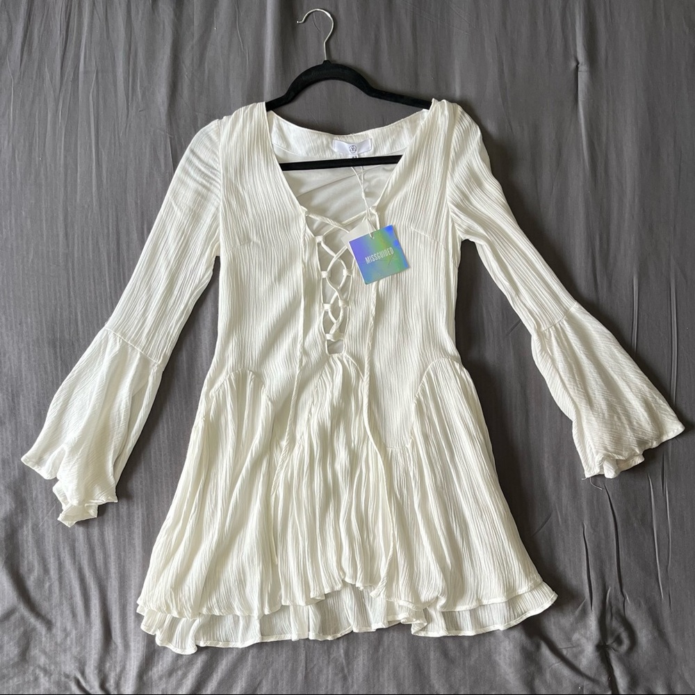 Misguided White Flowy Dress